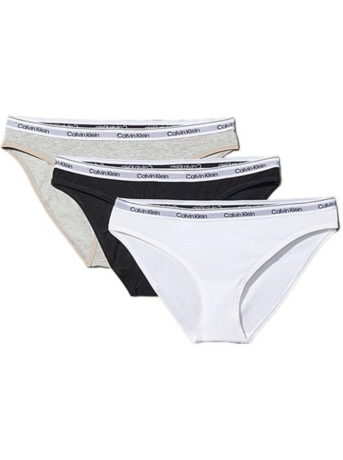 Cuecas Biquíni Calvin Klein Jeans para Mulher - Preto/Cinzento/Branco - Kiabi Cuecas Biquíni Calvin Klein Jeans para Mulher - Preto/Cinzento/Branco - Kiabi