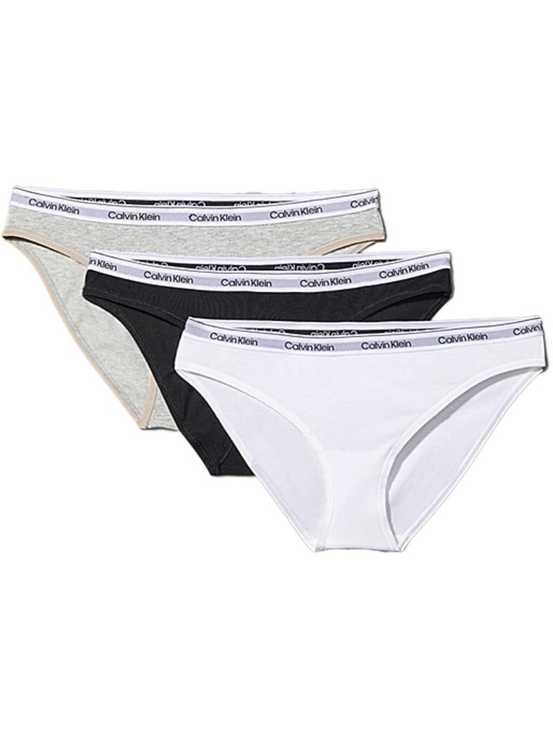 Cuecas Biquíni Calvin Klein Jeans para Mulher - Preto/Cinzento/Branco Preto - Kiabi
