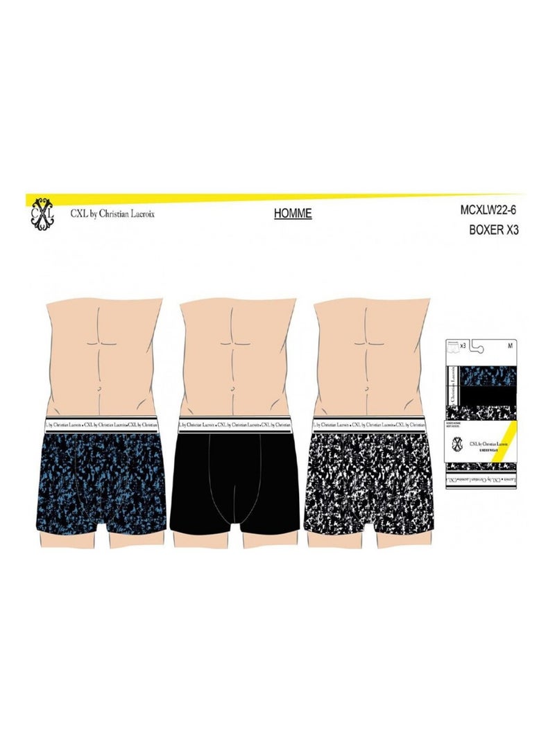 Cuecas boxer CXL By LACROIX - Pack de 3 Preto Cinza-antracite Azul - Kiabi