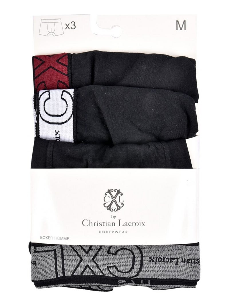 Cuecas boxer CXL By LACROIX - Pack de 3 Preto Multicolorido Preto - Kiabi