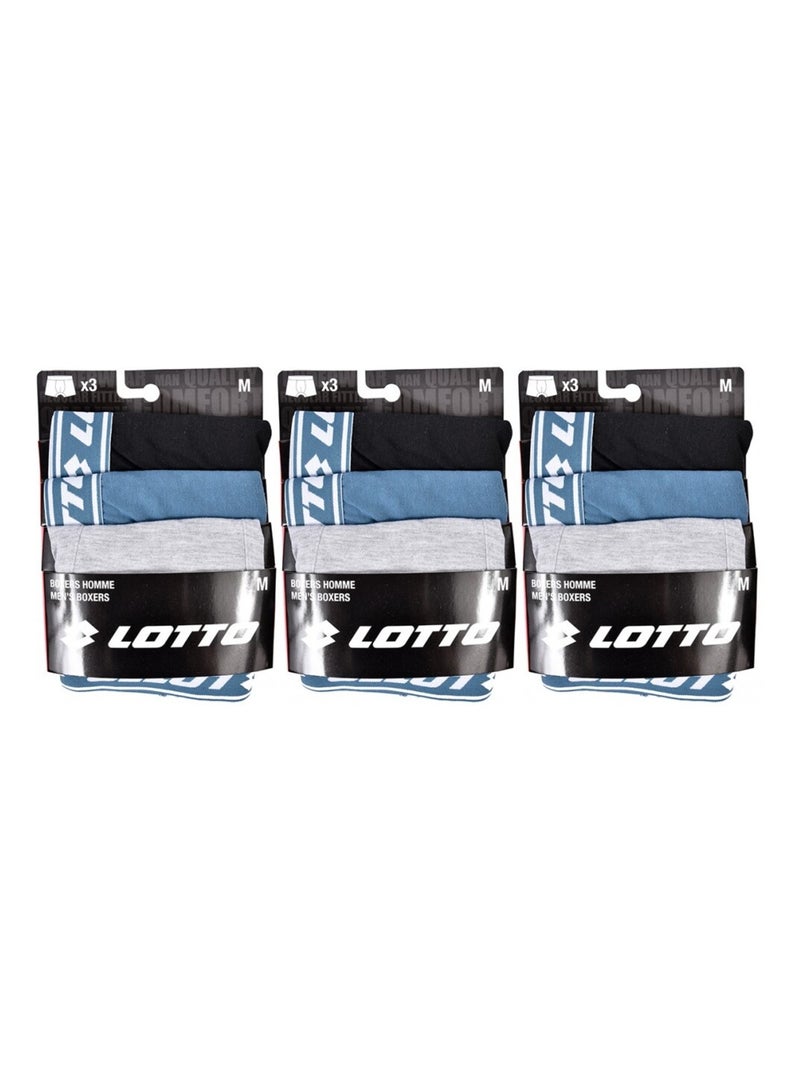 Cuecas Boxer Homem LOTTO - Pack de 9 Azul-cinza claro Cinza - Kiabi