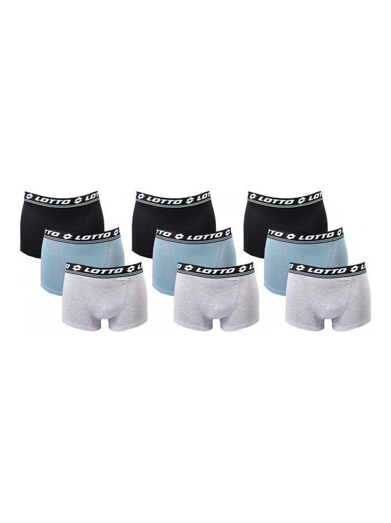 Cuecas Boxer Homem LOTTO - Pack de 9 Azul Multicolor Cinza - Kiabi