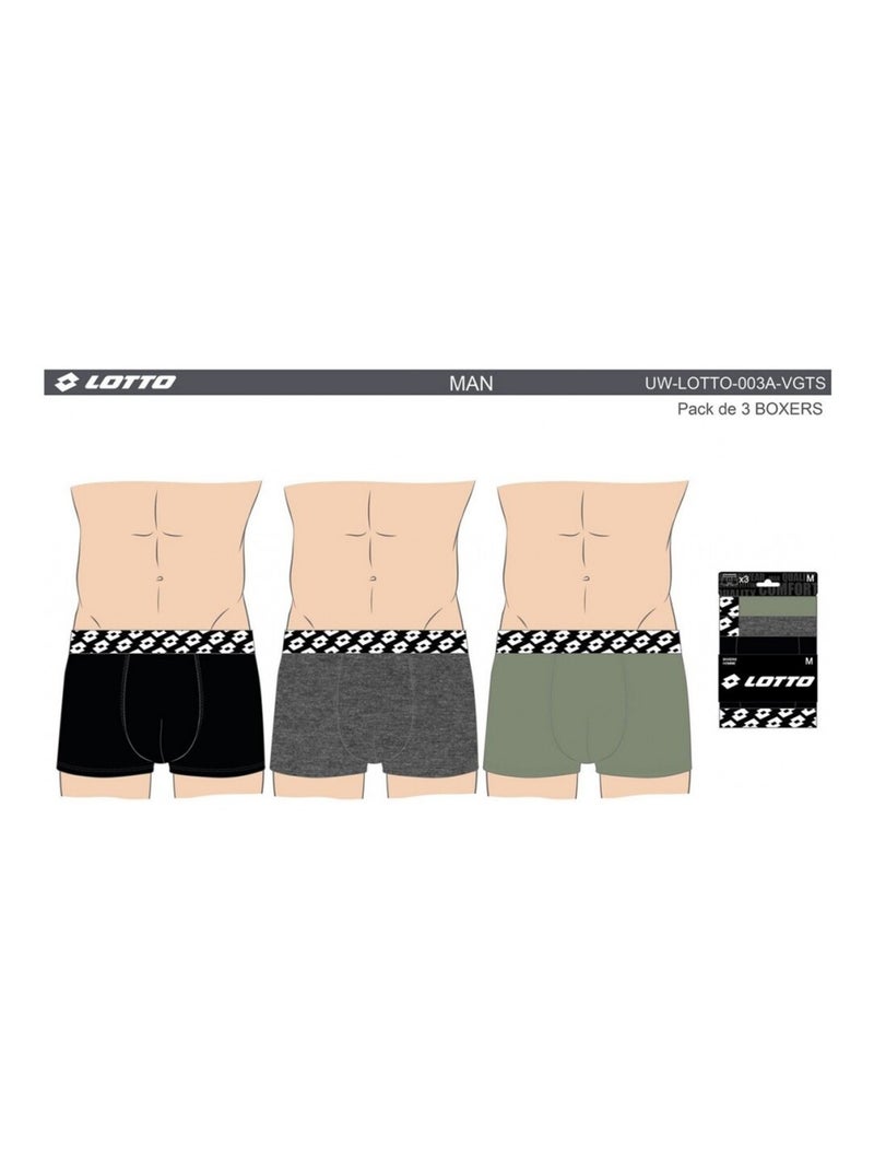 Cuecas Boxer Homem LOTTO - Pack de 9 Preto Cáqui Cinza - Kiabi