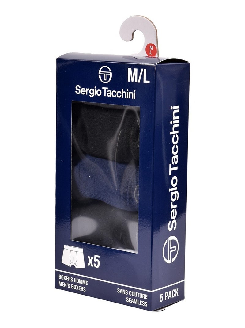 Cuecas boxer SERGIO TACCHINI sem Costura Pack de 5 Preto Branco Cinza - Kiabi
