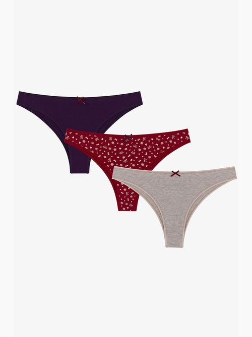 Cuecas brasileiras com estampado de laço snow cute 3 un. Penti - Kiabi