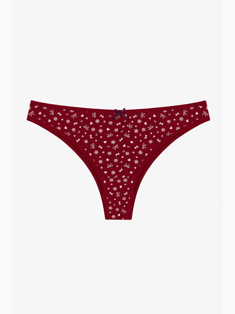 Cuecas brasileiras com estampado de laço snow cute 3 un. Penti Violeta/Vermelho - Kiabi