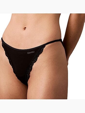 Cuecas Calvin Klein Jeans String Bikini Pretas para Mulher