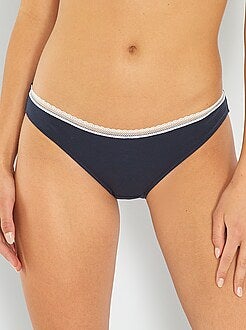 Cuecas de algodão com galão de renda - Kiabi