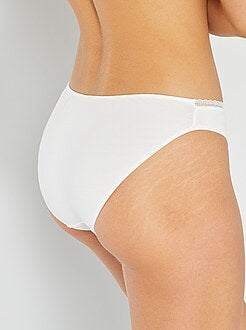 Cuecas de algodão com galão de renda - Kiabi