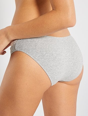 Cuecas de algodão com galão de renda - Kiabi