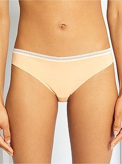 Cuecas de algodão com galão de renda - Kiabi