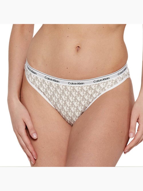 Cuecas de Biquíni Calvin Klein Jeans Culotte Branco/Cinzento para Mulher - Kiabi Cuecas de Biquíni Calvin Klein Jeans Culotte Branco/Cinzento para Mulher - Kiabi