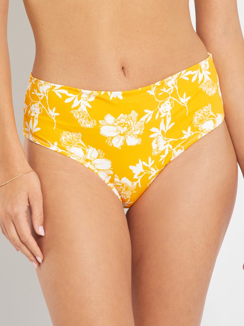 Cuecas de biquíni com cintura subida ajustável AMARELO - Kiabi