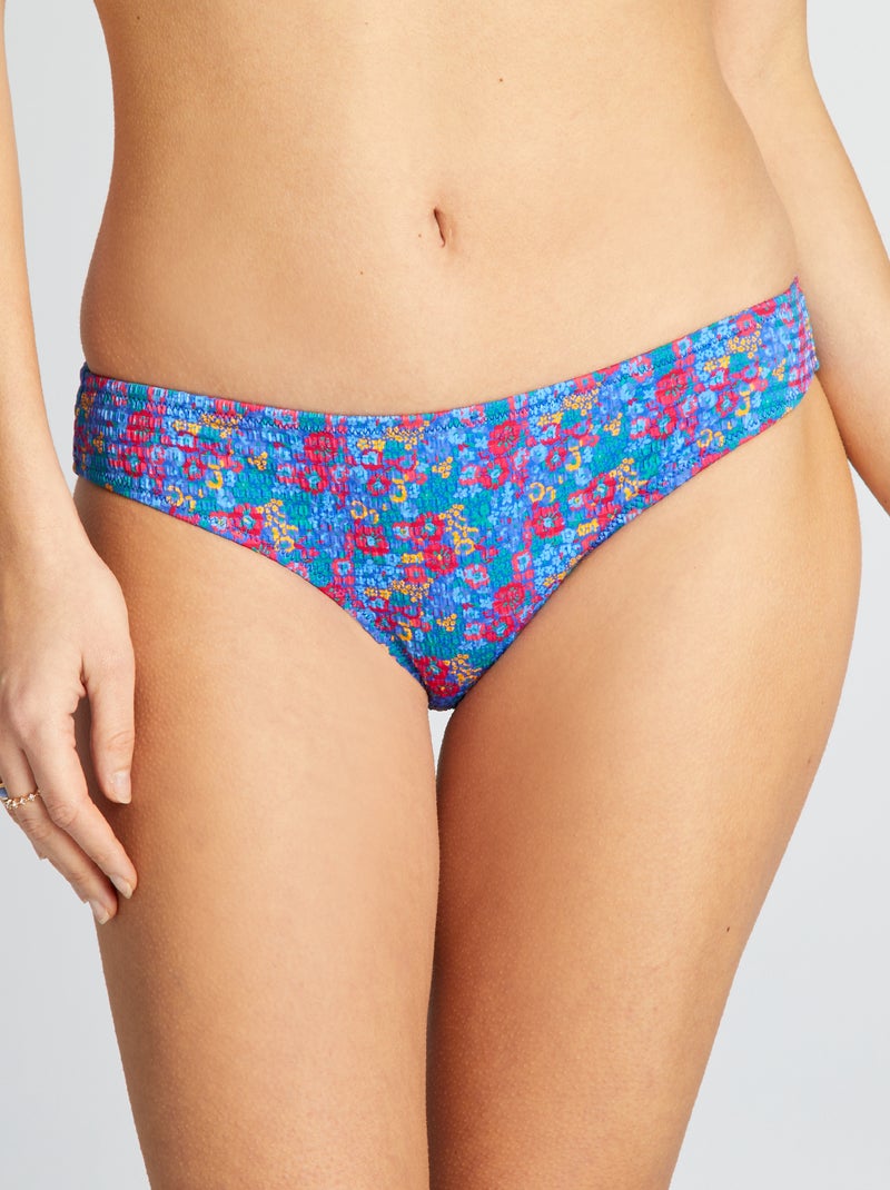 Cuecas de biquíni para mulher estampadas em malha gofrada AZUL - Kiabi