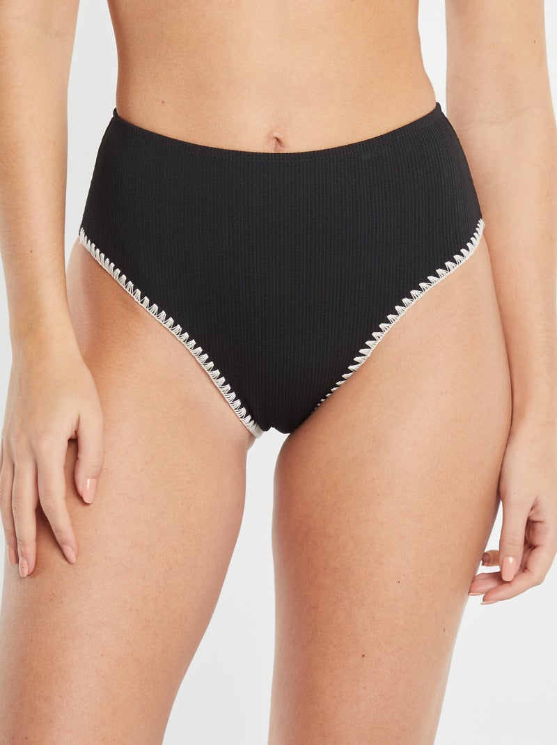Cuecas de fato de banho com cintura subida em ninho de abelha Preto - Kiabi