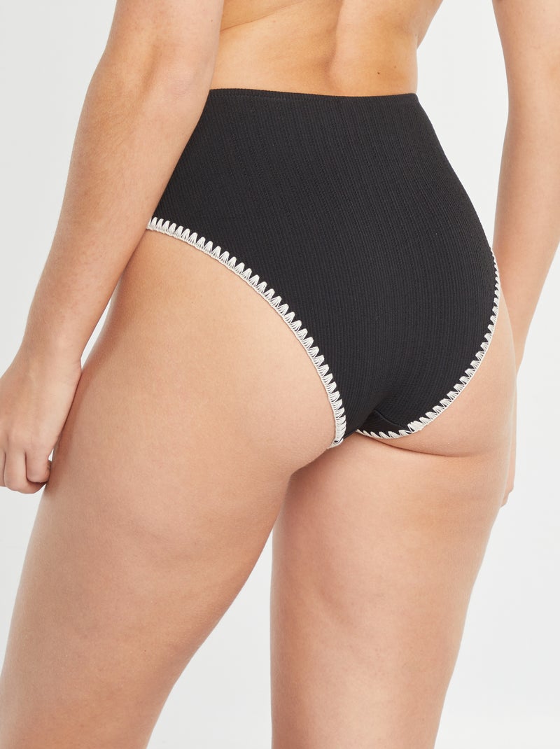 Cuecas de fato de banho com cintura subida em ninho de abelha Preto - Kiabi