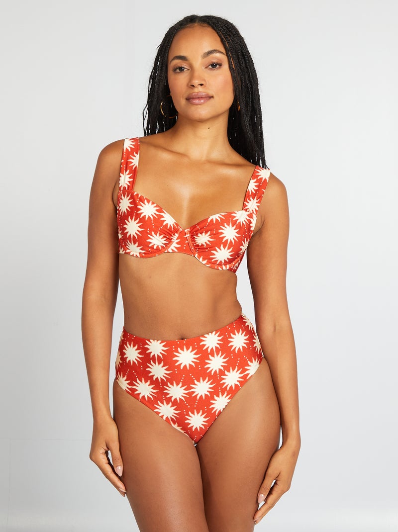 Cuecas de fato de banho estampadas com cintura subida LARANJA - Kiabi