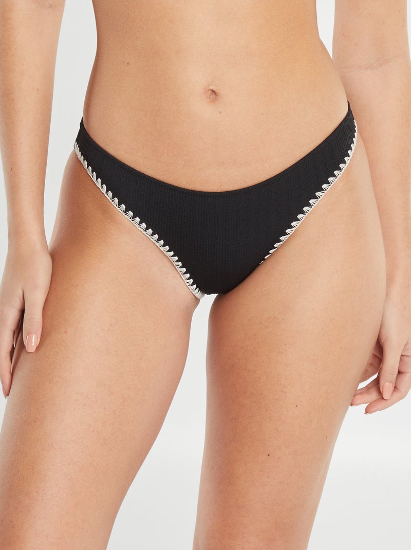 Cuecas de fato de banho para mulher bordado e ninho de abelha Preto - Kiabi