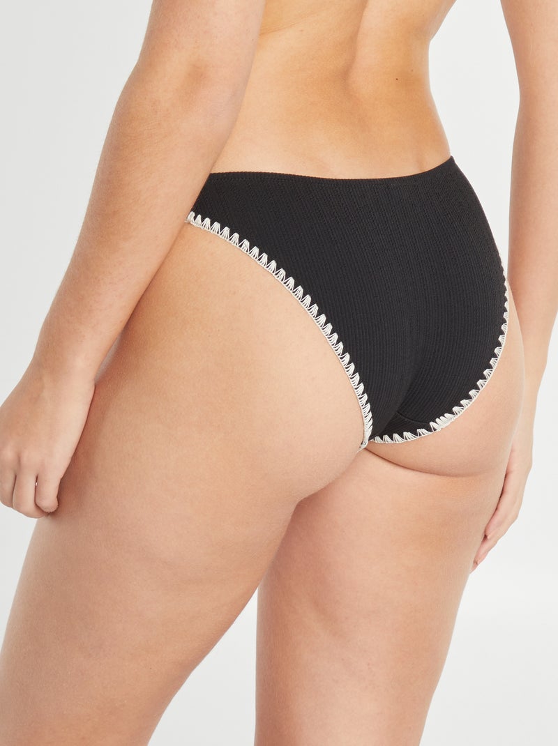 Cuecas de fato de banho para mulher bordado e ninho de abelha Preto - Kiabi