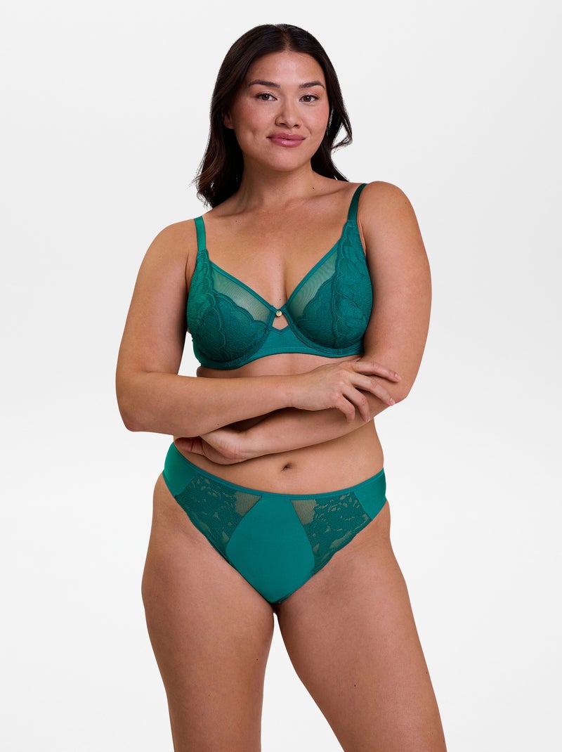 Cuecas de renda e microfibra 'Sans Complexe' VERDE - Kiabi