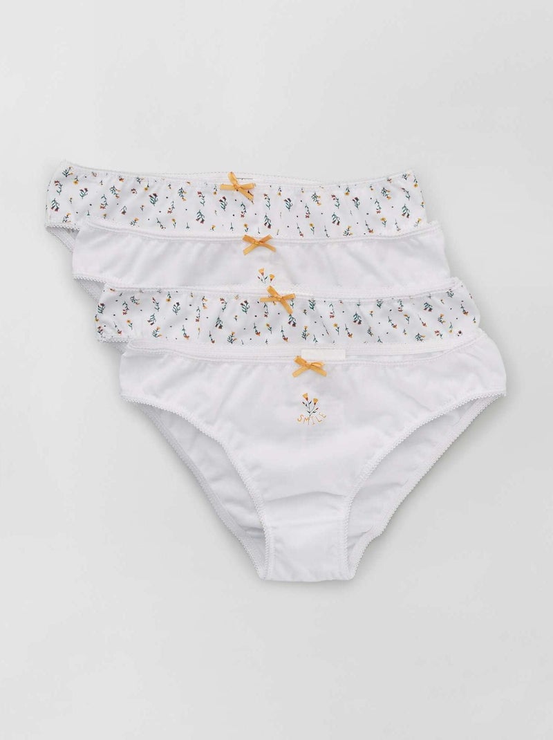 Cuecas em jersey com laço de fantasia  - Lote de 4 BRANCO - Kiabi