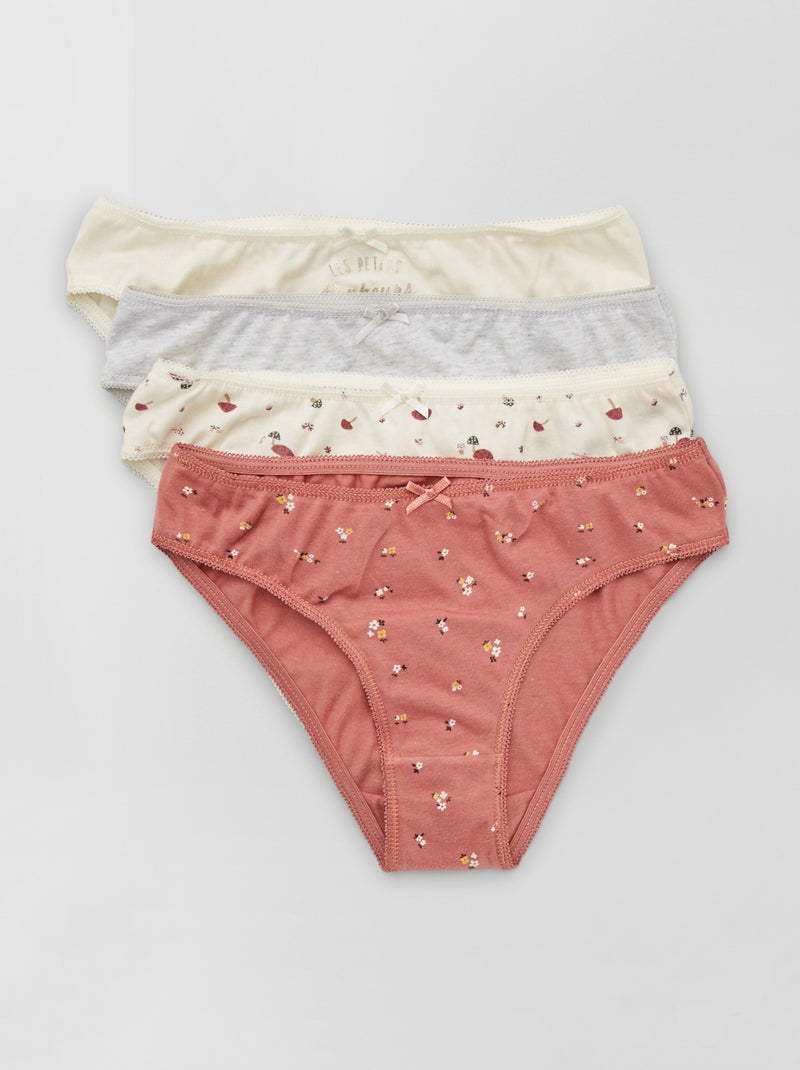Cuecas em jersey com laço de fantasia  - Lote de 4 BRANCO - Kiabi