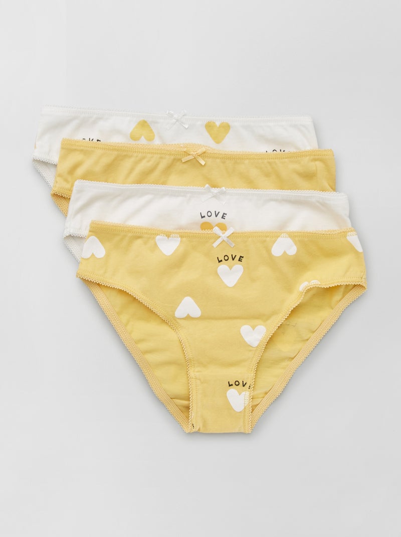 Cuecas em jersey com laço de fantasia  - Lote de 4 BRANCO - Kiabi
