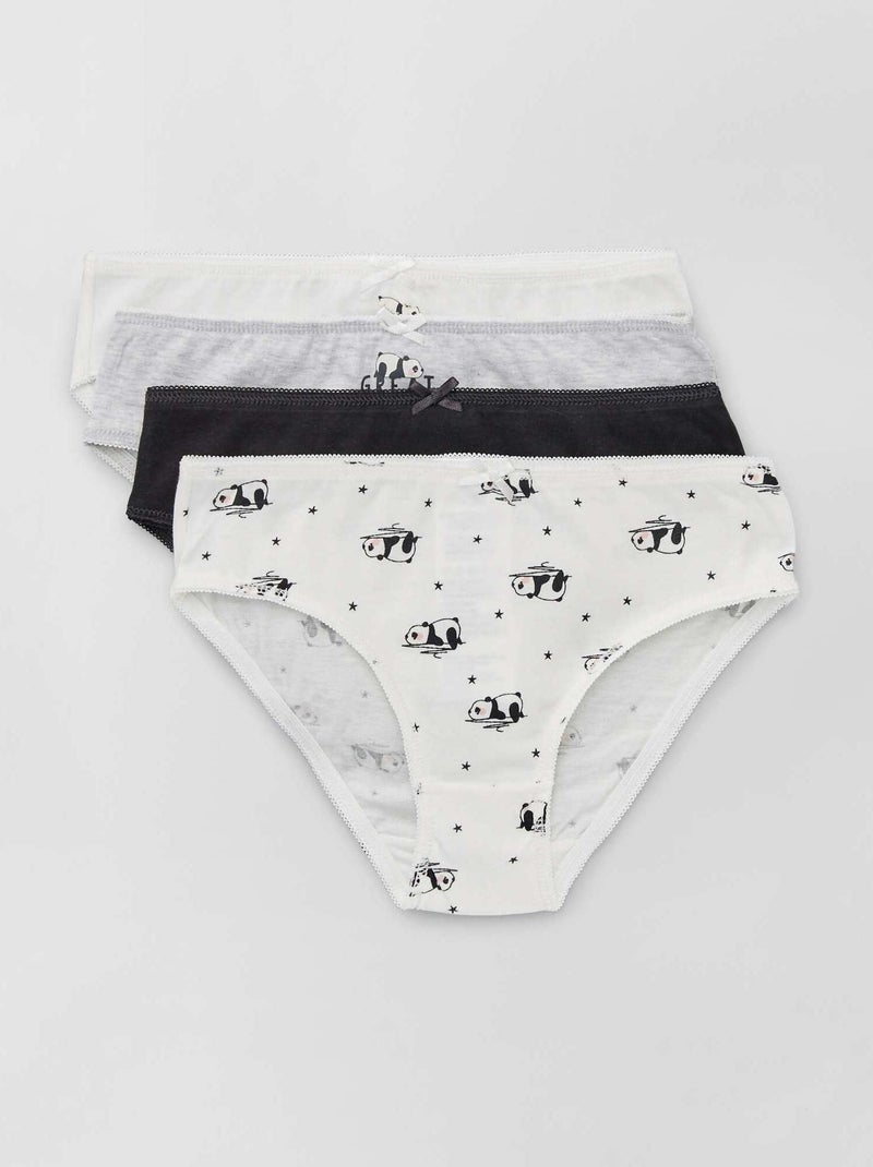 Cuecas em jersey com laço de fantasia  - Lote de 4 BRANCO - Kiabi