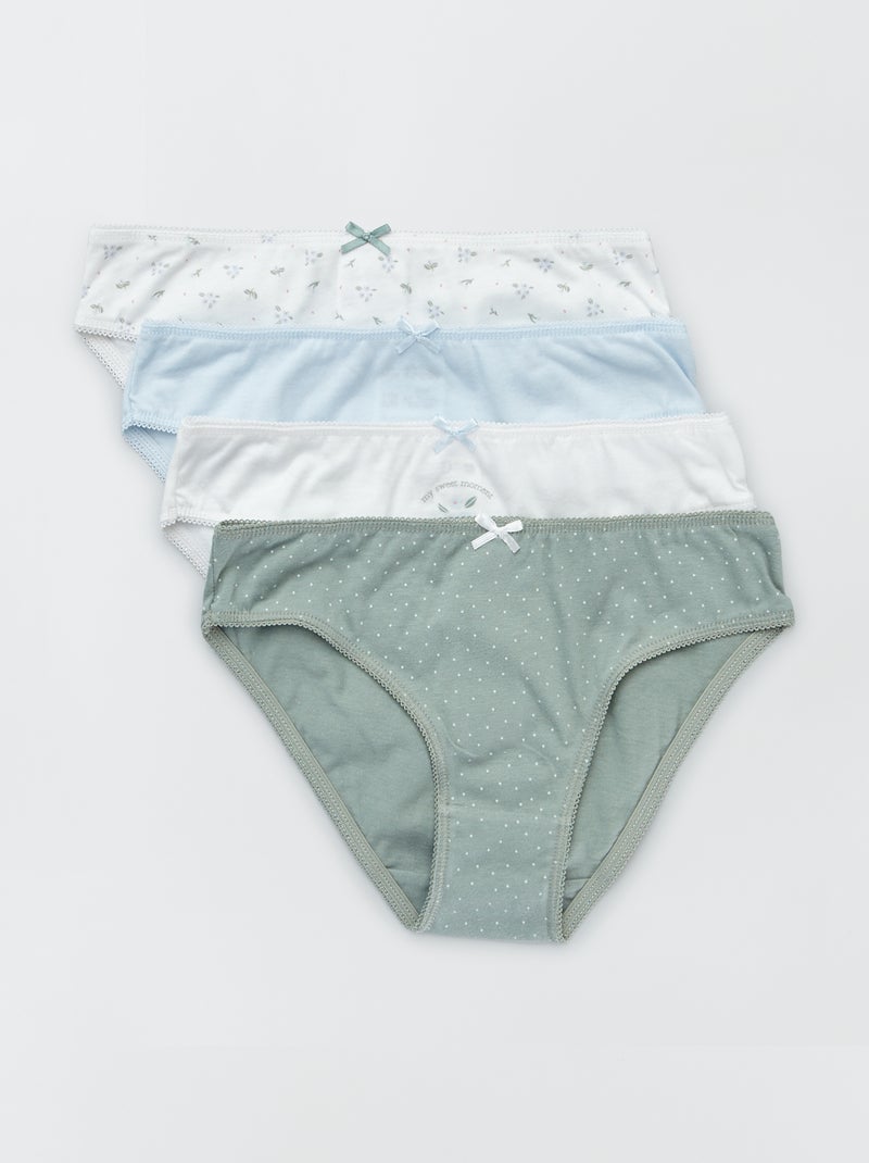 Cuecas em jersey com laço de fantasia  - Lote de 4 BRANCO - Kiabi