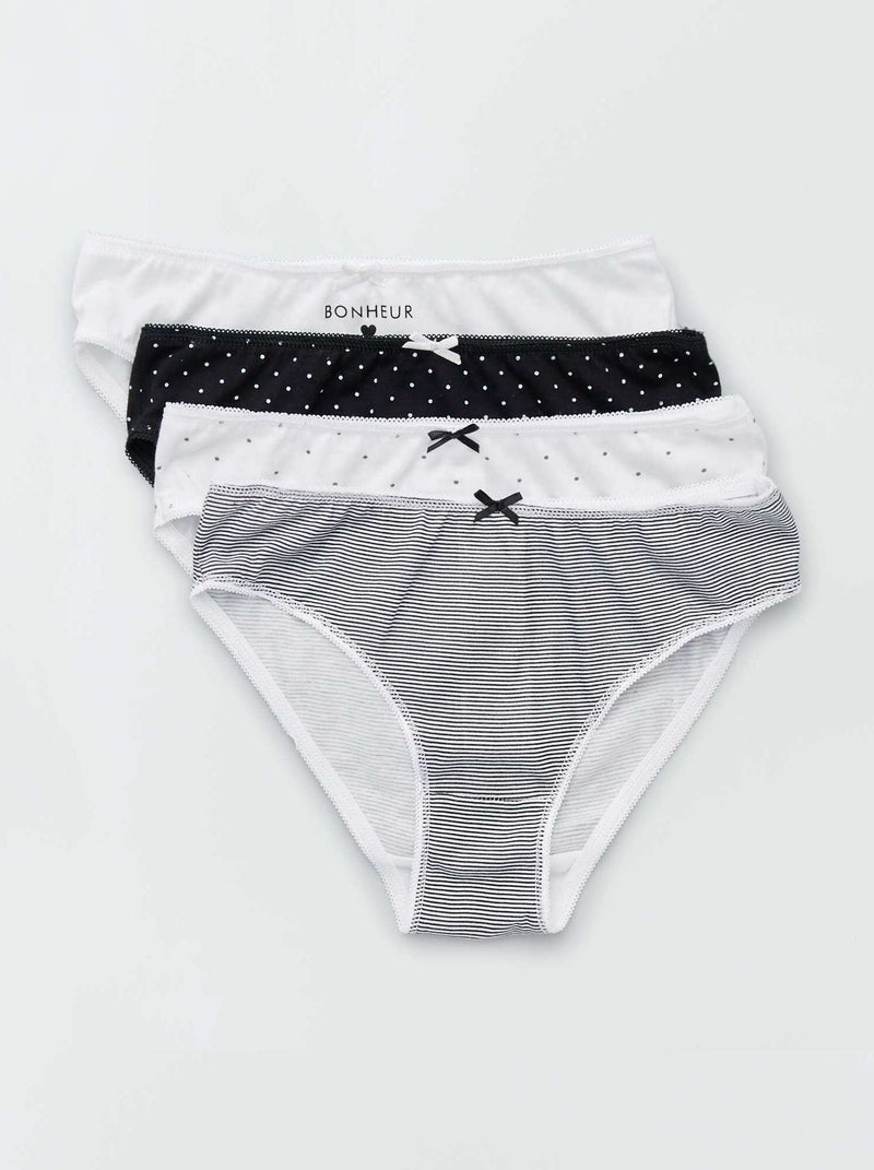 Cuecas em jersey com laço de fantasia  - Lote de 4 Estampado Preto - Kiabi