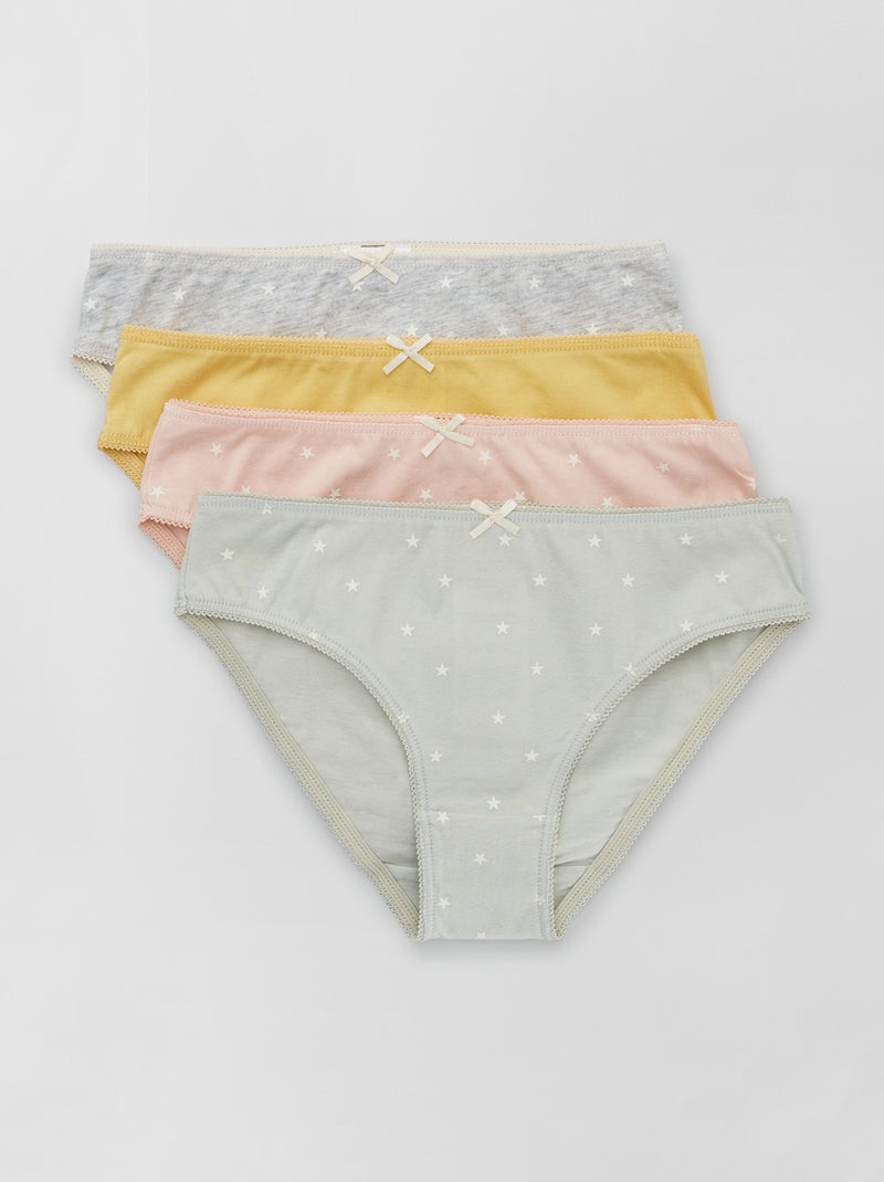 Cuecas em jersey com laço de fantasia  - Lote de 4 ROSA - Kiabi