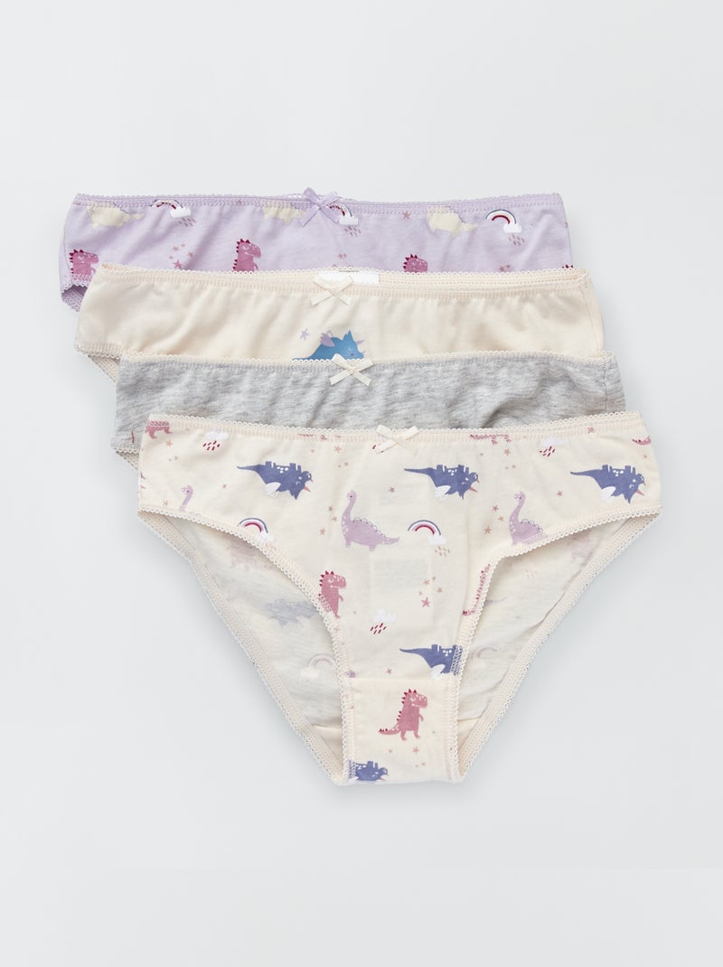 Cuecas em jersey com laço de fantasia  - Lote de 4 ROSA - Kiabi
