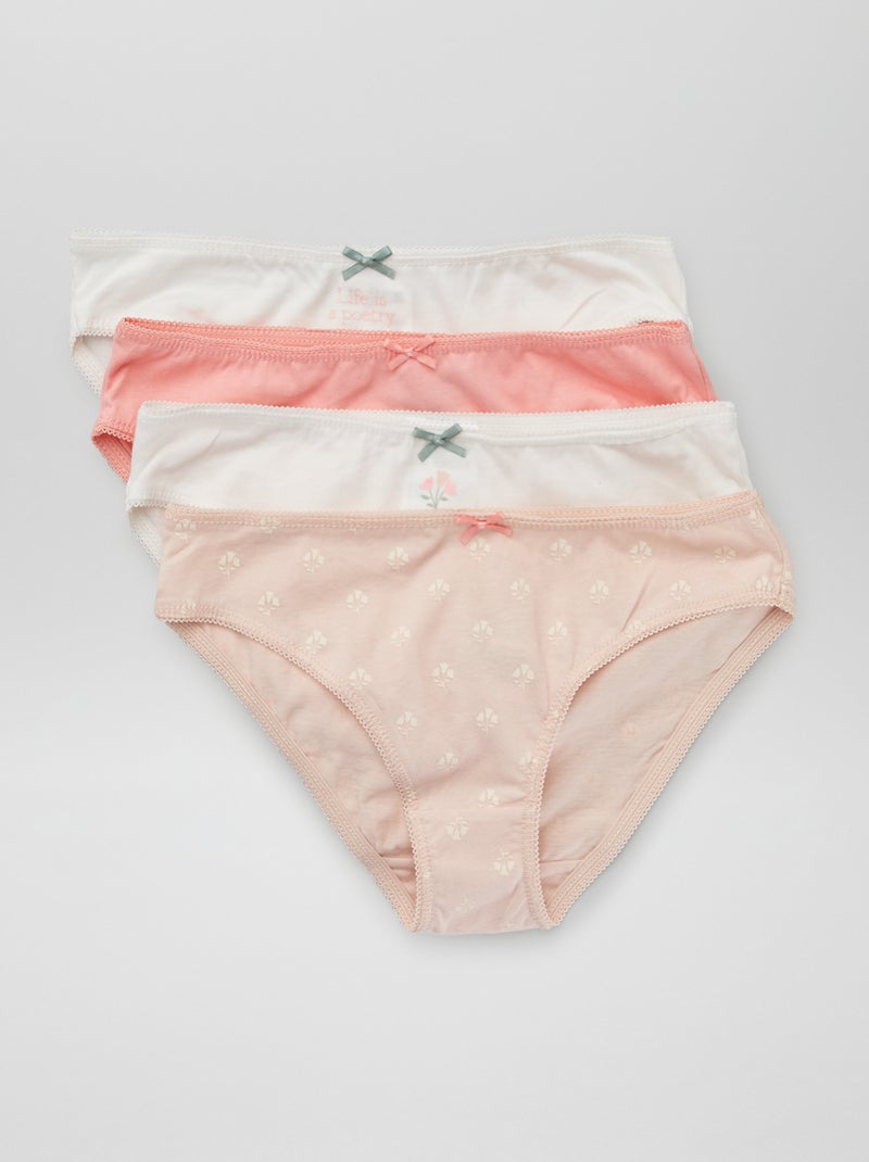 Cuecas em jersey com laço de fantasia  - Lote de 4 ROSA - Kiabi