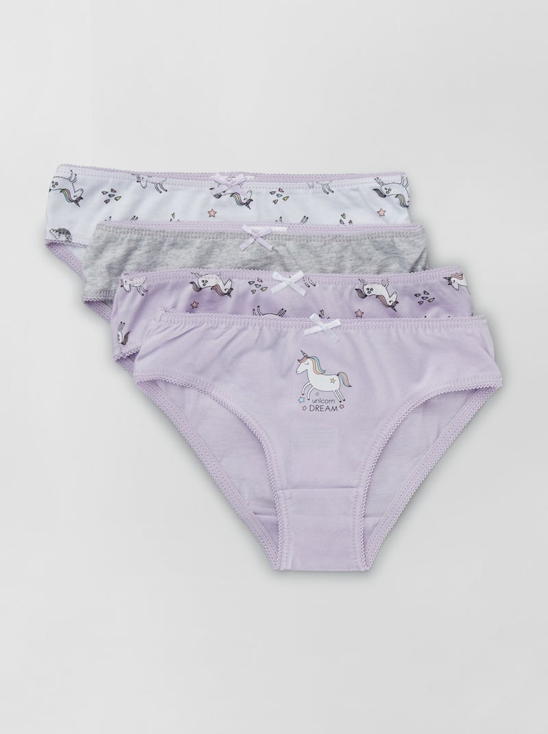 Cuecas em jersey com laço de fantasia  - Lote de 4 VIOLETA - Kiabi