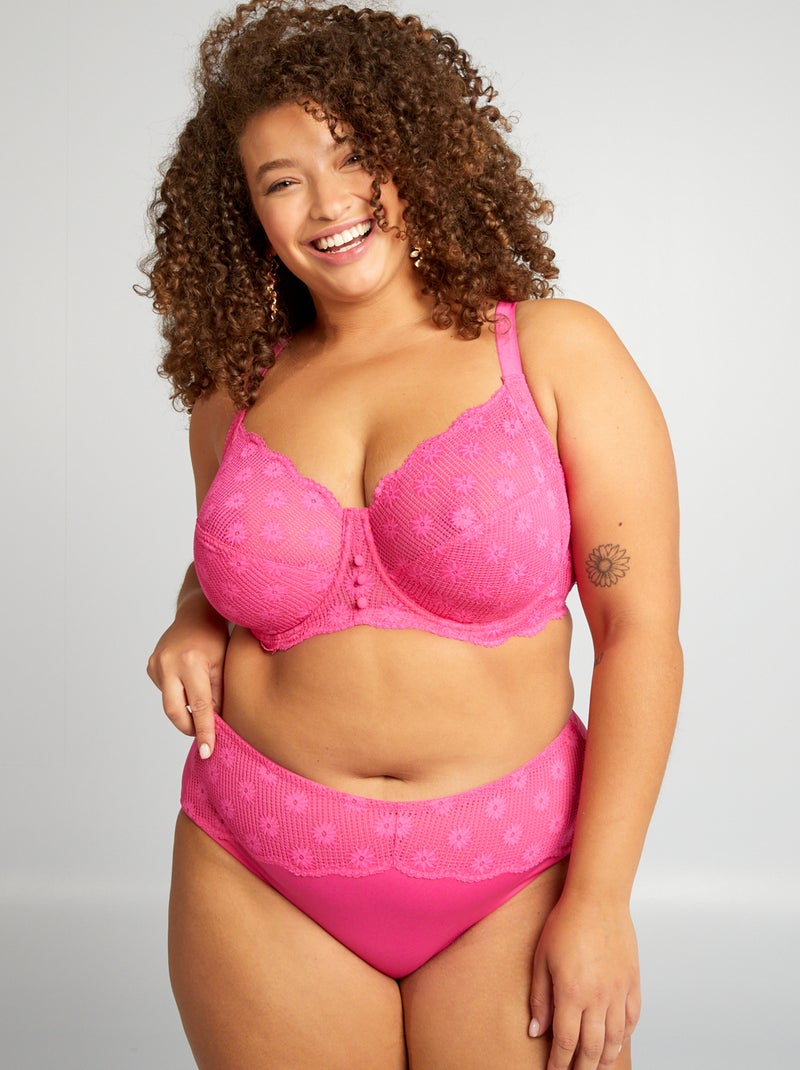 Cuecas em microfibra e renda ROSA - Kiabi