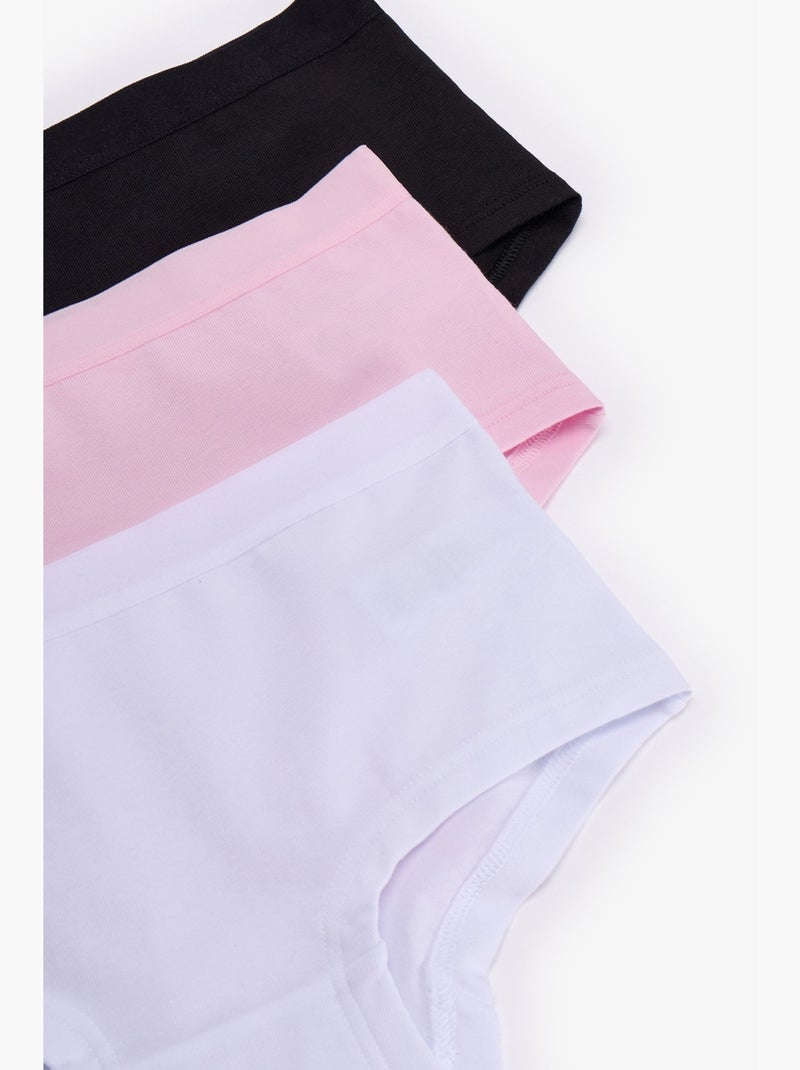 Cuecas hipster básicas, pack de 3 penti Preto Rosa Branco - Kiabi