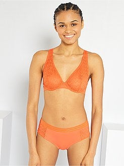 Cuecas hipster para mulher em microfibra e renda - Kiabi