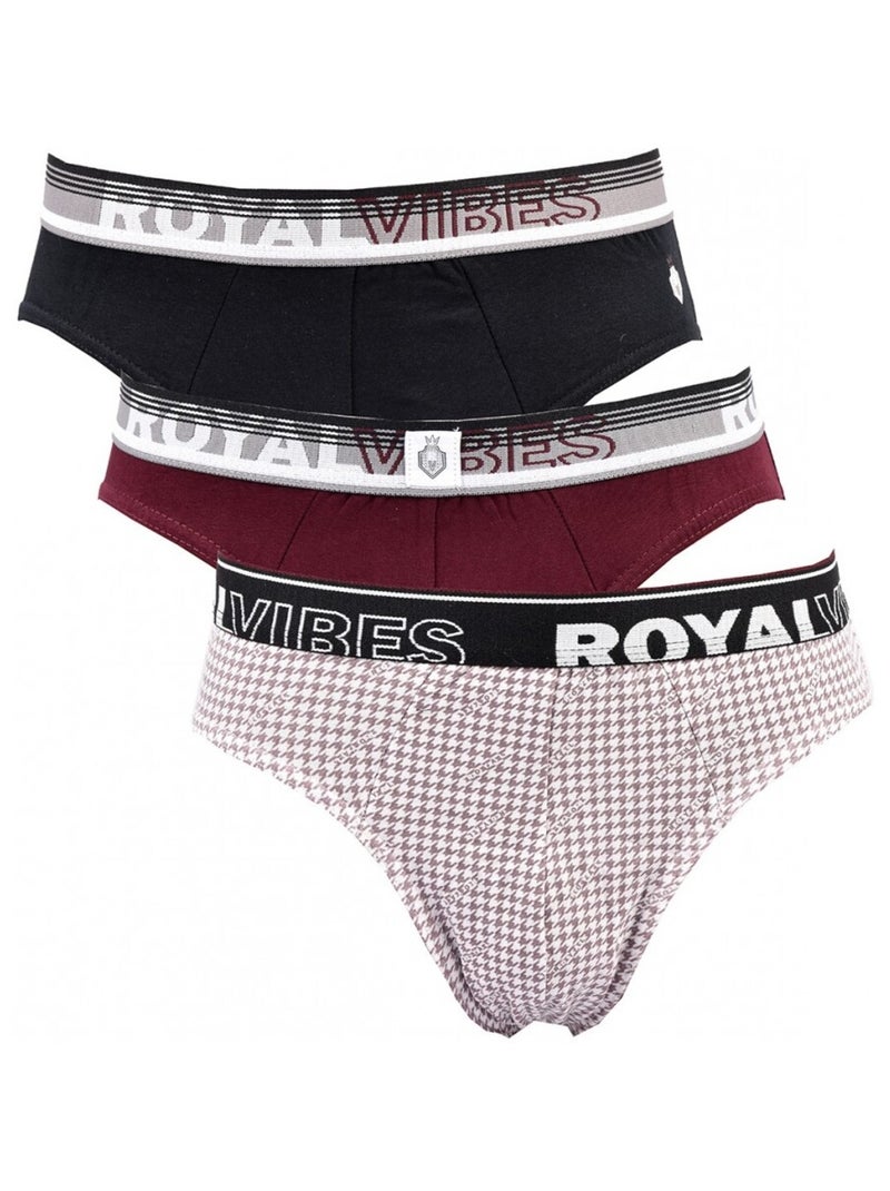 Cuecas Homem TRESS Algodão - Pack de 3 Preto Bordeaux Cinza - Kiabi