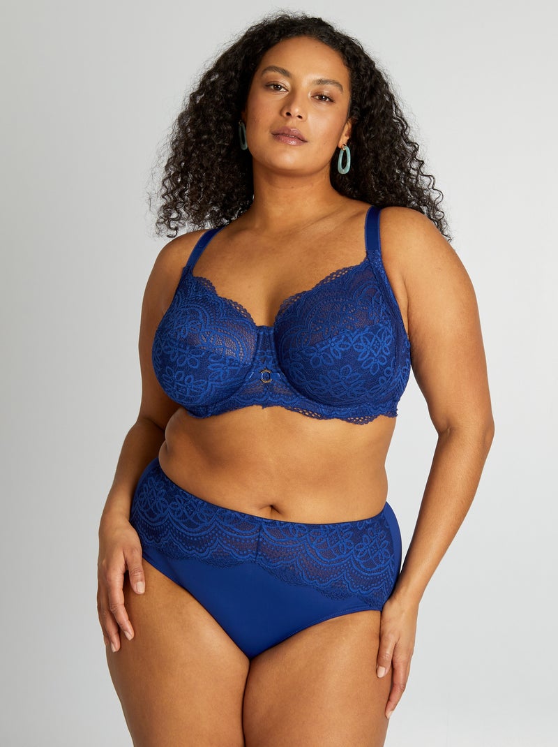 Cuecas lisas em renda AZUL - Kiabi