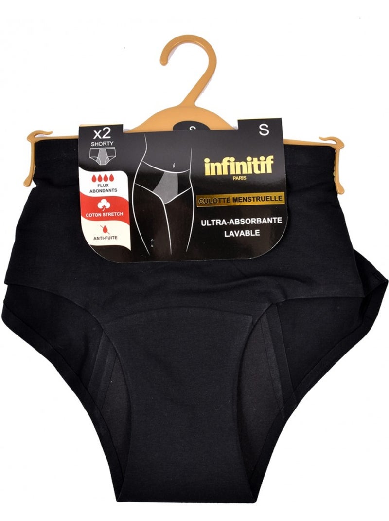 Cuecas Menstruais INFINITIF - Pack de 2 Preto - Kiabi