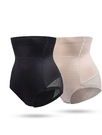 Cuecas Modeladoras Mulher Cintura Alta Pack 2 OZABI Preto Carne