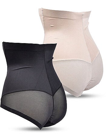 Cuecas Modeladoras Mulher Cintura Alta Pack 2 OZABI Preto Carne