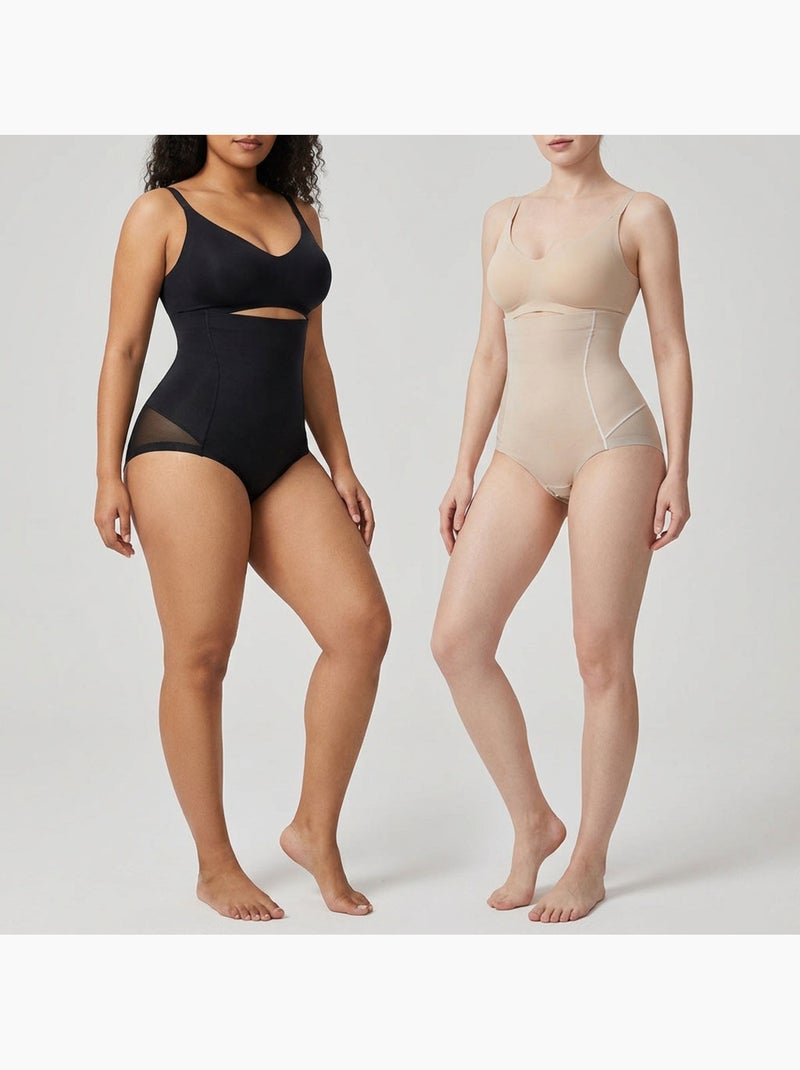 Cuecas Modeladoras Mulher Cintura Alta Pack 2 OZABI Preto Carne Preto Bege - Kiabi