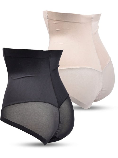 Cuecas Modeladoras Mulher Cintura Alta Pack 2 OZABI Preto Carne - Kiabi Cuecas Modeladoras Mulher Cintura Alta Pack 2 OZABI Preto Carne - Kiabi