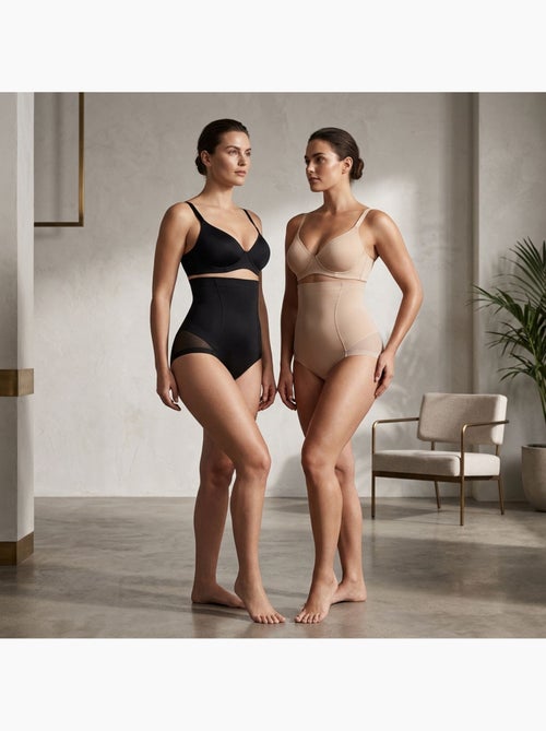 Cuecas Modeladoras Mulher Cintura Alta Pack 2 OZABI Preto Carne - Kiabi Cuecas Modeladoras Mulher Cintura Alta Pack 2 OZABI Preto Carne - Kiabi
