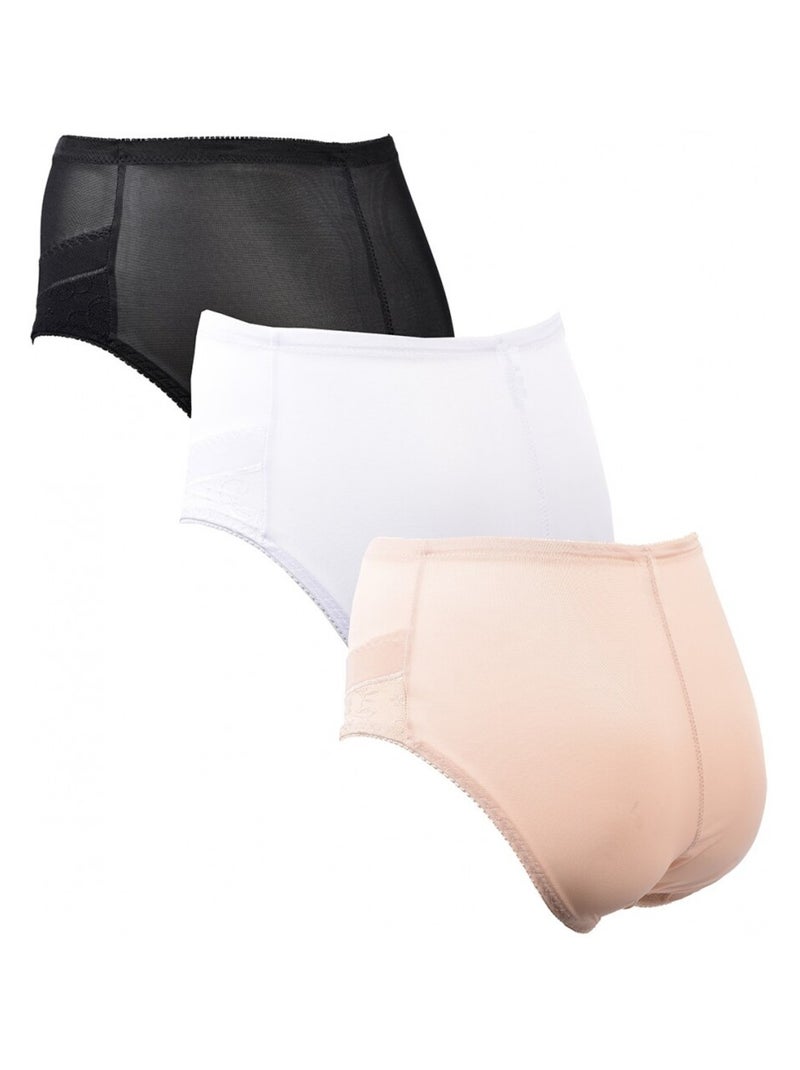 Cuecas Mulher INFINITIF - Pack de 3 Branco Bege Preto - Kiabi