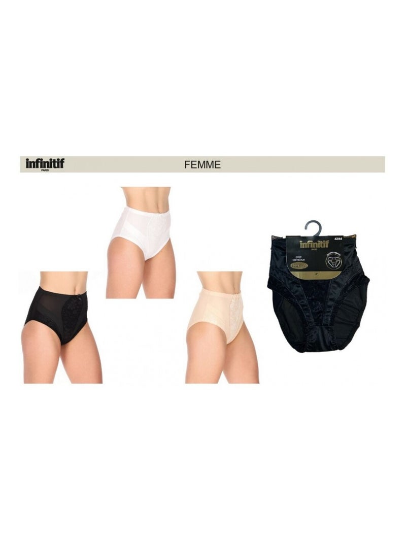 Cuecas Mulher INFINITIF - Pack de 3 Branco Bege Preto - Kiabi