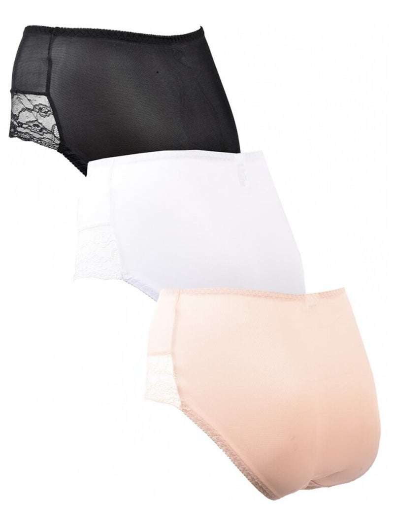 Cuecas Mulher INFINITIF - Pack de 3 Preto Bege Branco - Kiabi