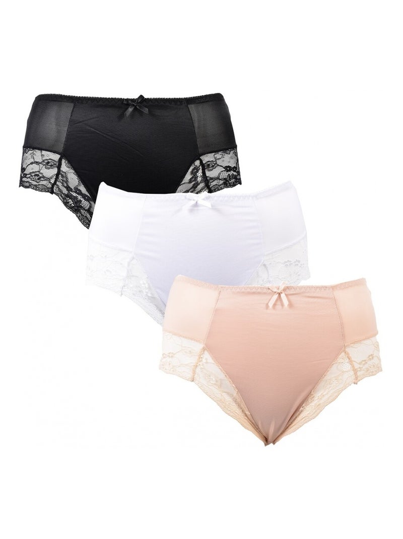 Cuecas Mulher INFINITIF - Pack de 3 Preto Bege Branco - Kiabi