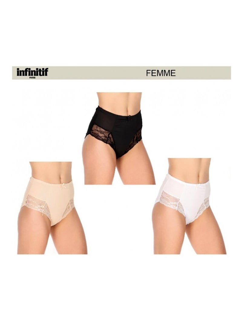 Cuecas Mulher INFINITIF - Pack de 3 Preto Bege Branco - Kiabi